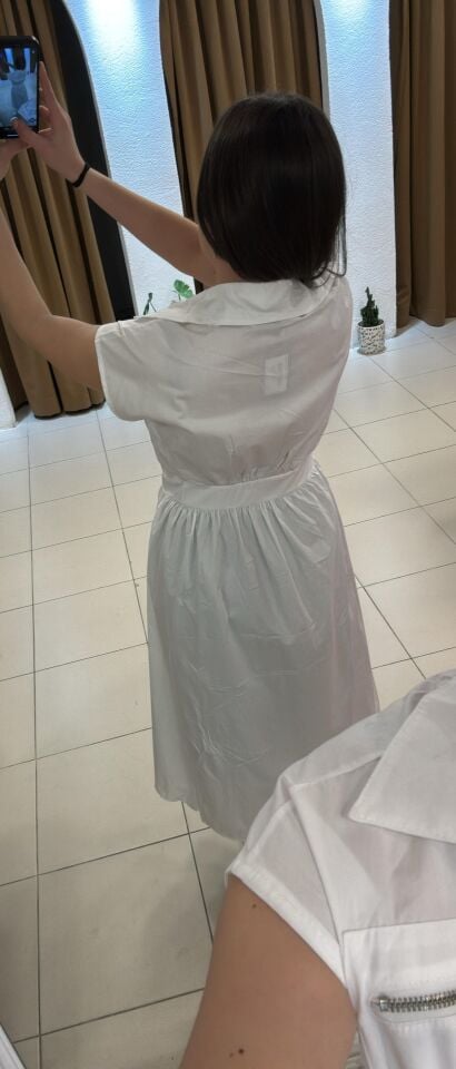 BEYAZ FERMUARLI ELBİSE