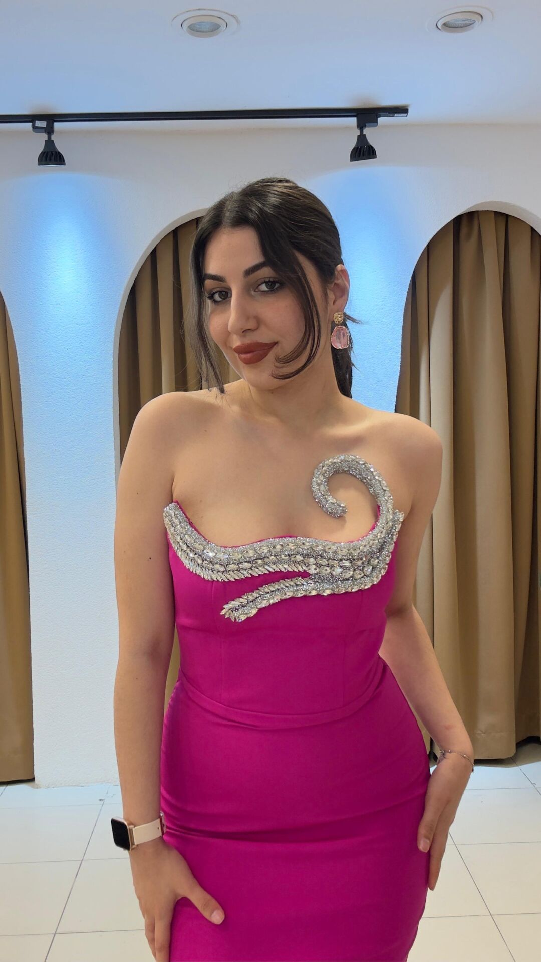 FUŞYA UZUN STRAPLEZ ABİYE