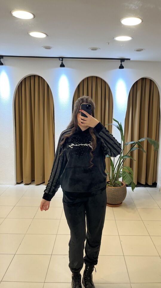 SİYAH KADİFE EŞOFMAN ALTI 40