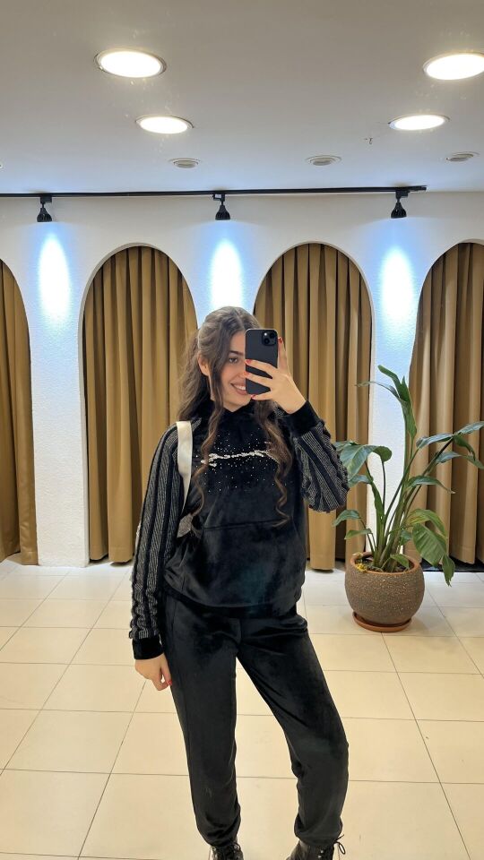 SİYAH KADİFE EŞOFMAN ALTI