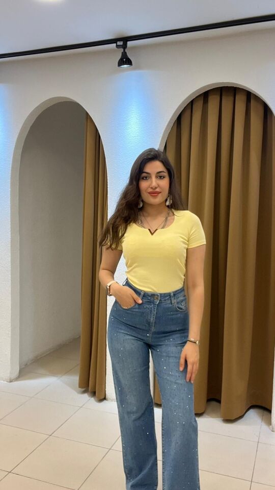 SARI TRİKO T-SHİRT L