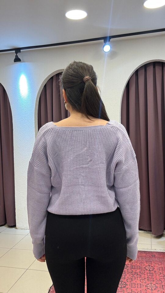 LİLA DÜĞMELİ TRİKO ÖRGÜ KISA HIRKA 42