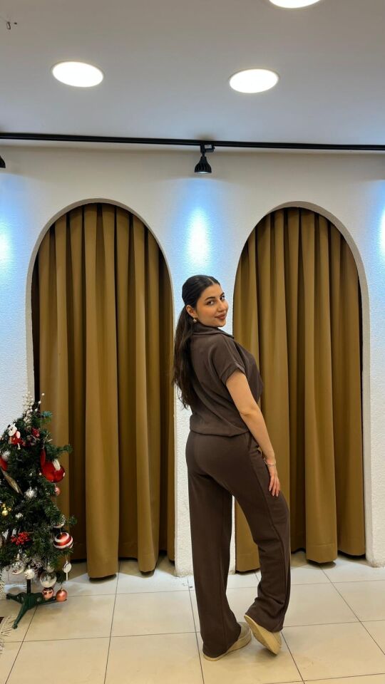 KAHVERENGİ KISA KOLLU EŞOFMAN TAKIMI