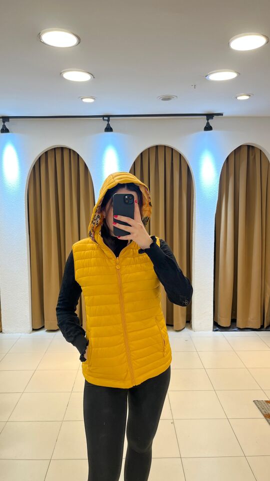SARI ÇİFT TARAFLI KAZ TÜYÜ YELEK SARI - 2XL