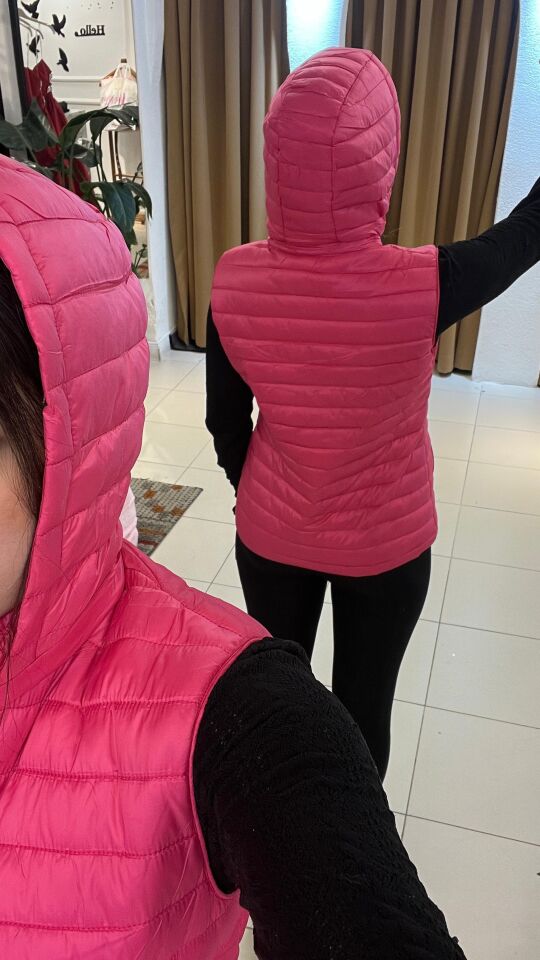 FUŞYA ÇİFT TARAFLI KAZ TÜYÜ YELEK FUŞYA - 5XL