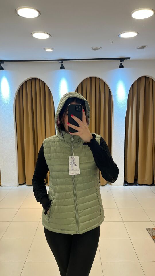 MİNT YEŞİLİ ÇİFT TARAFLI KAZ TÜYÜ YELEK