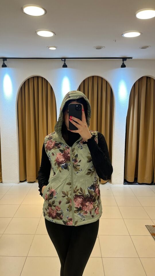 MİNT YEŞİLİ ÇİFT TARAFLI KAZ TÜYÜ YELEK MİNT YEŞİLİ - 2XL