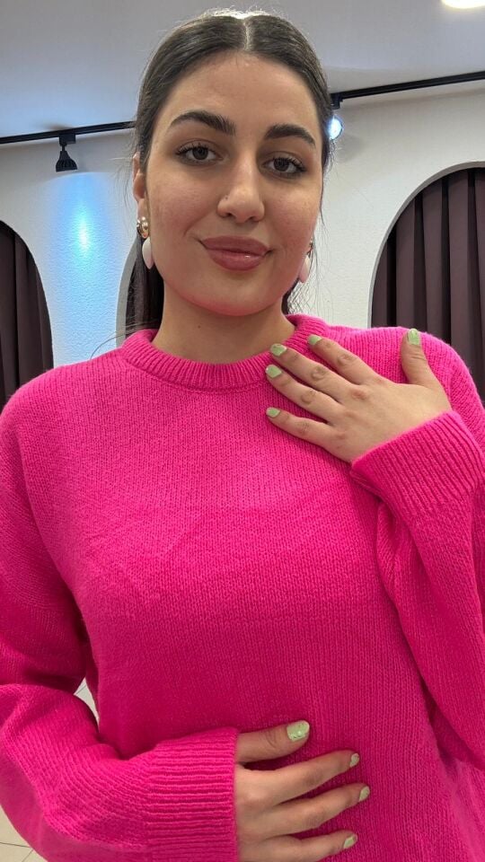 FUŞYA YUVARLAK YAKA UZUN TUNİK KAZAK 46