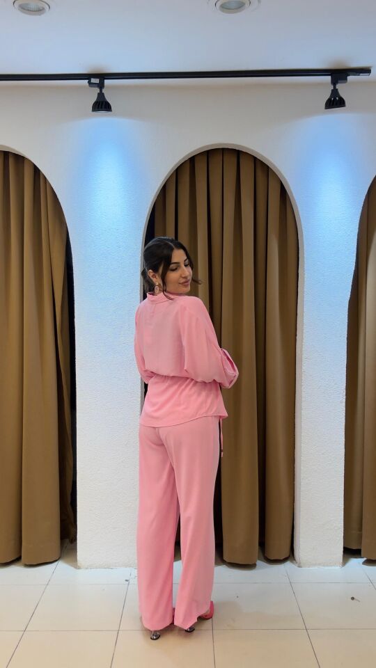 PEMBE BELİ LASTİKLİ TAKIM