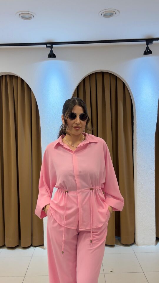 PEMBE BELİ LASTİKLİ TAKIM