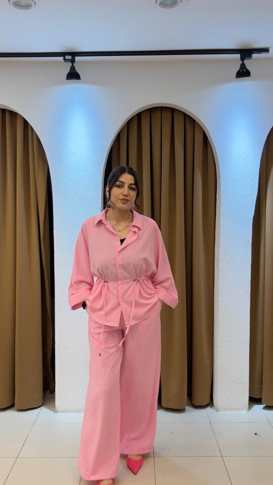 PEMBE BELİ LASTİKLİ TAKIM