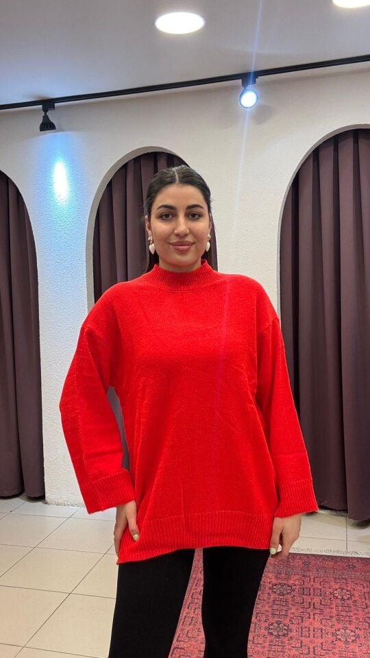 TURUNCU BALIKÇI YAKA UZUN TUNİK KAZAK 46