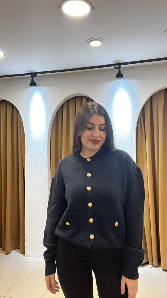 LACİVERT GOLD DÜĞMELİ HIRKA