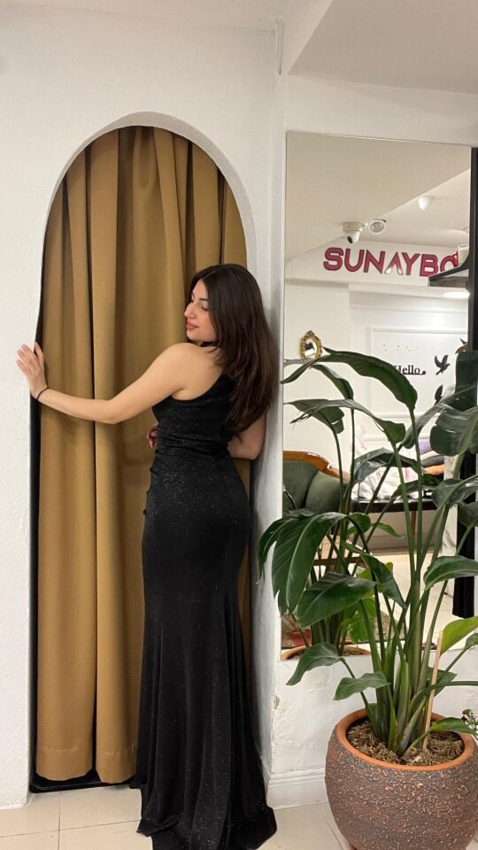 SİYAH HALTER YAKA ABİYE