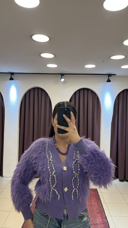 MOR TAŞLI İTHAL HIRKA KAZAK Standart