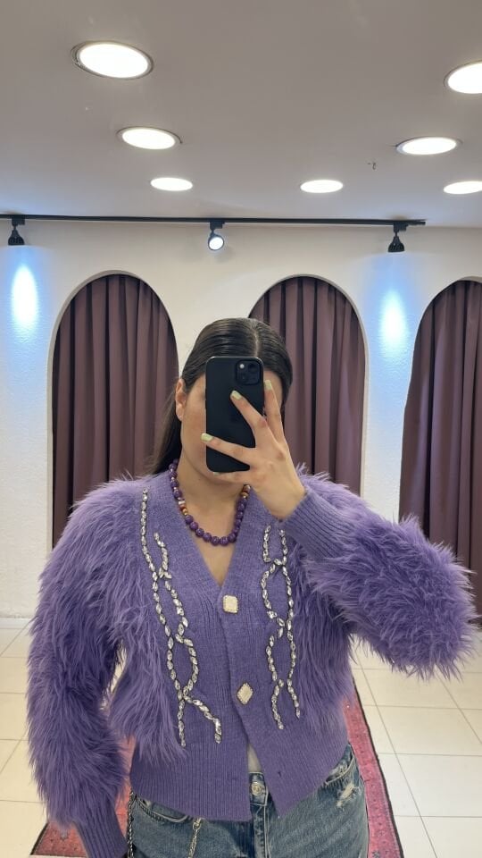 MOR TAŞLI İTHAL HIRKA KAZAK Standart