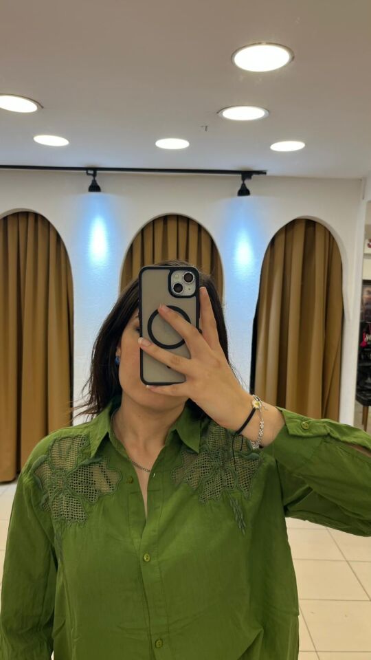 YEŞİL KOTON GÖMLEK