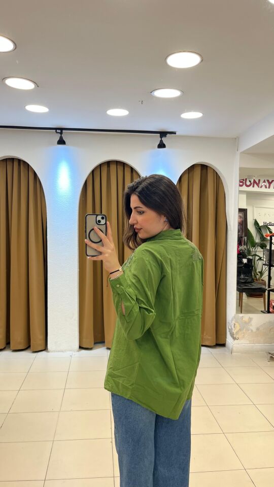 YEŞİL KOTON GÖMLEK