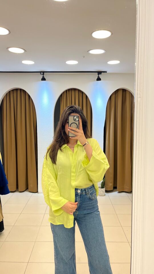 FISTIK YEŞİLİ KOTON GÖMLEK