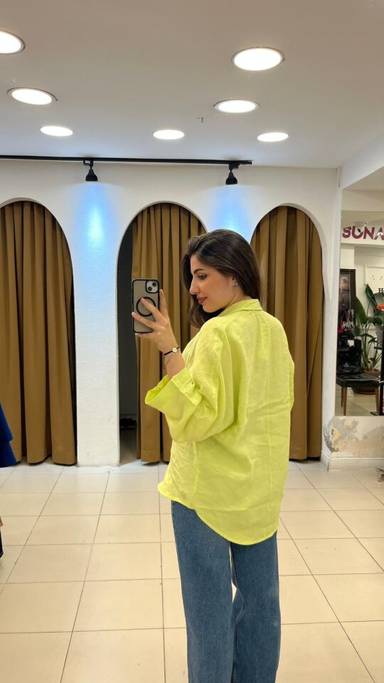 FISTIK YEŞİLİ KOTON GÖMLEK