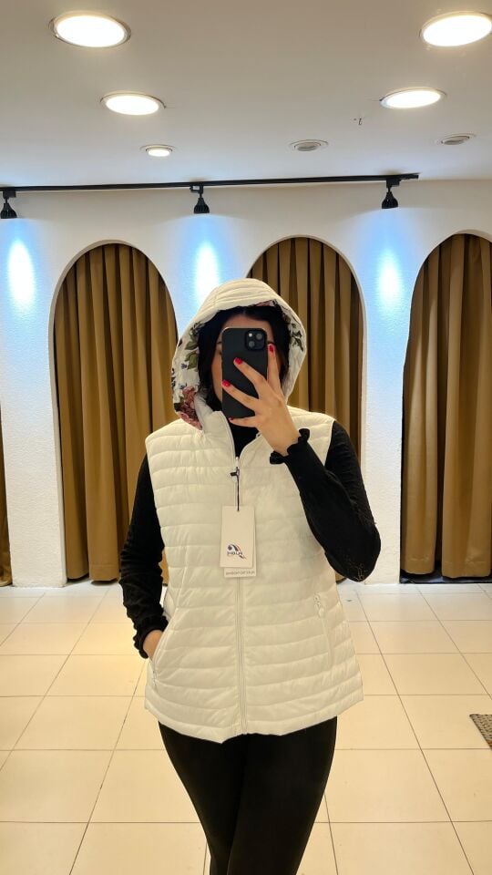 BEYAZ ÇİFT TARAFLI KAZ TÜYÜ YELEK