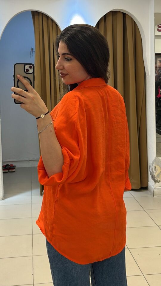 TURUNCU KOTON GÖMLEK