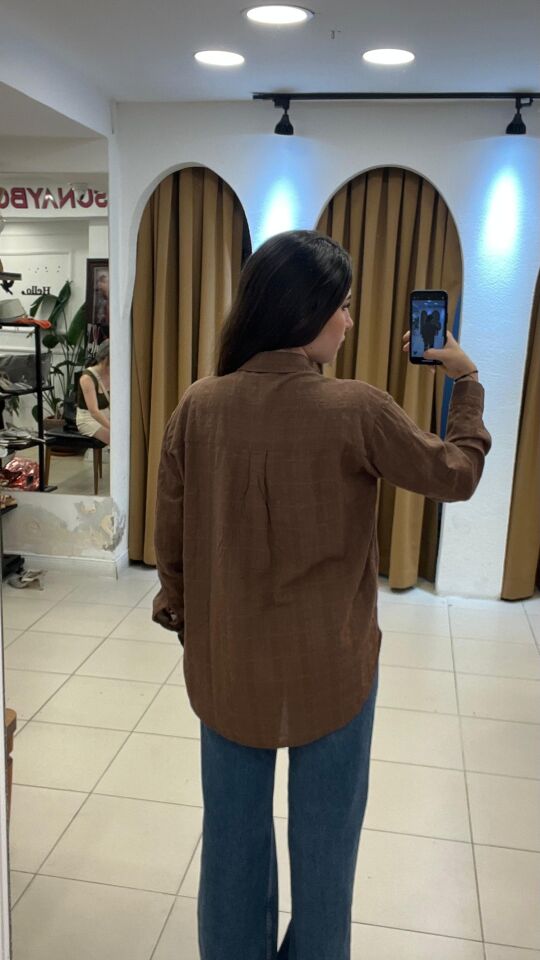 KAHVERENGİ KOT GÖMLEK