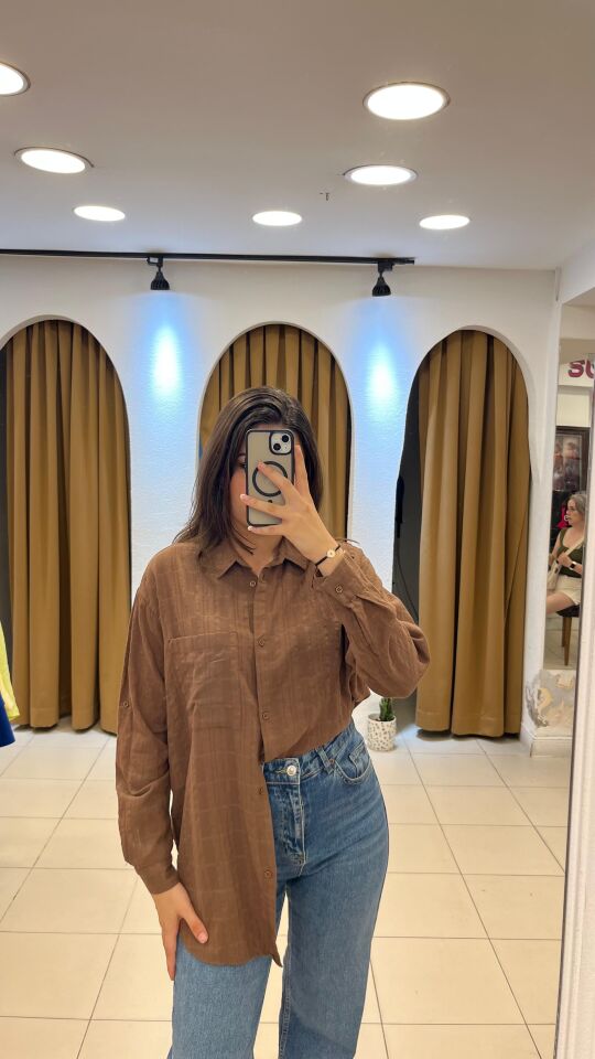 KAHVERENGİ KOT GÖMLEK