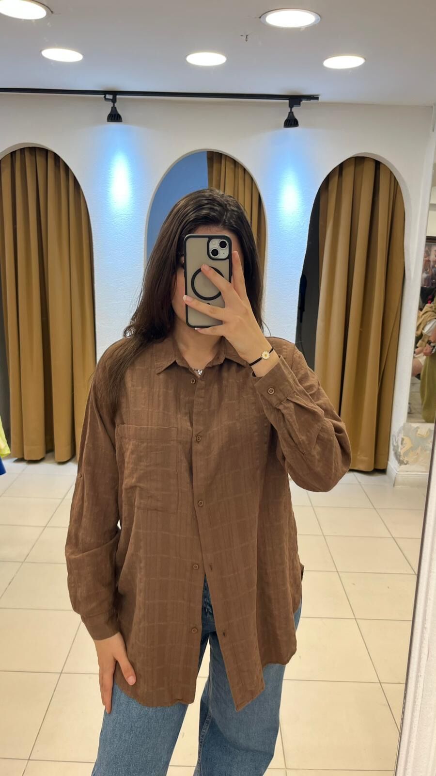 KAHVERENGİ KOT GÖMLEK