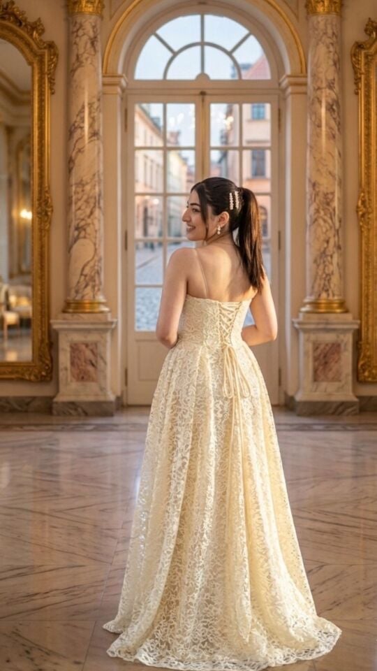 Bej Straplez A Kesim  model abiye 42
