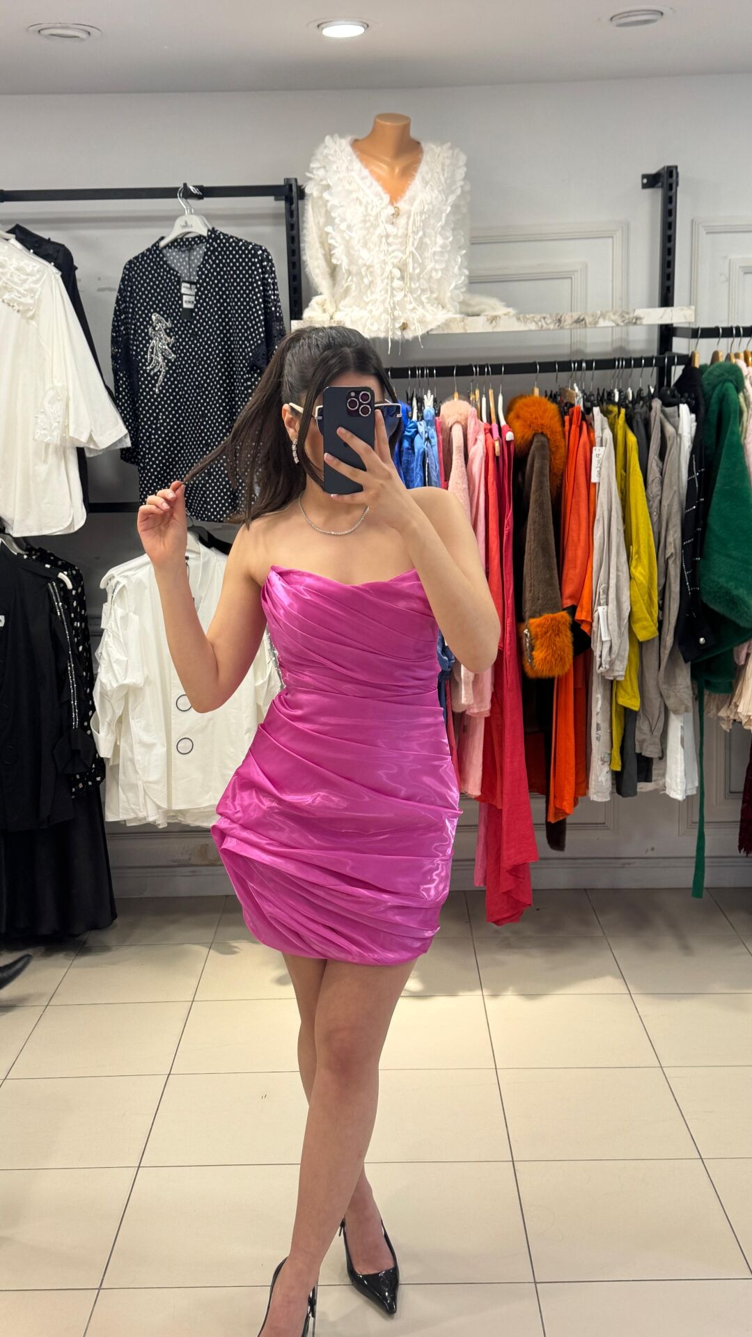 PEMBE STRAPLEZ ABİYE