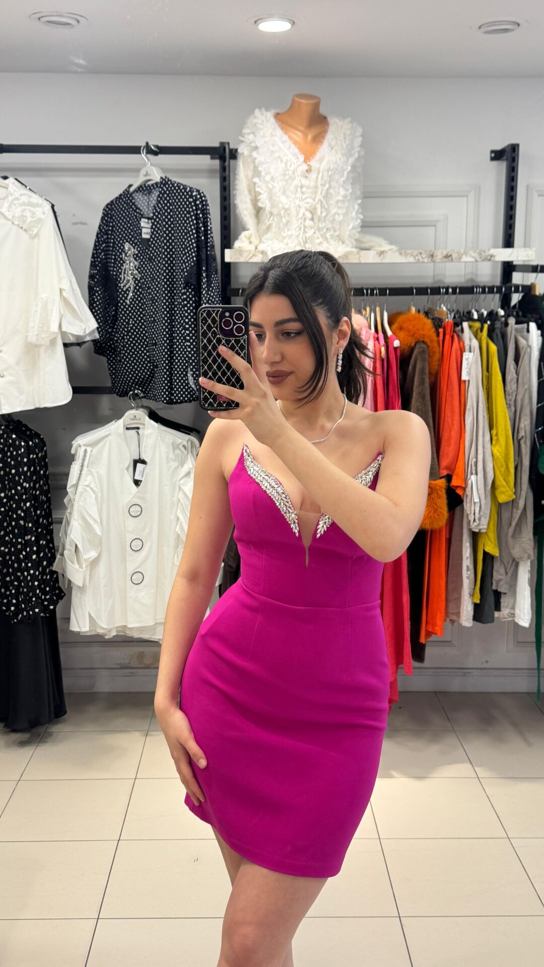 PEMBE KEDİ YAKALI STRAPLEZ ABİYE