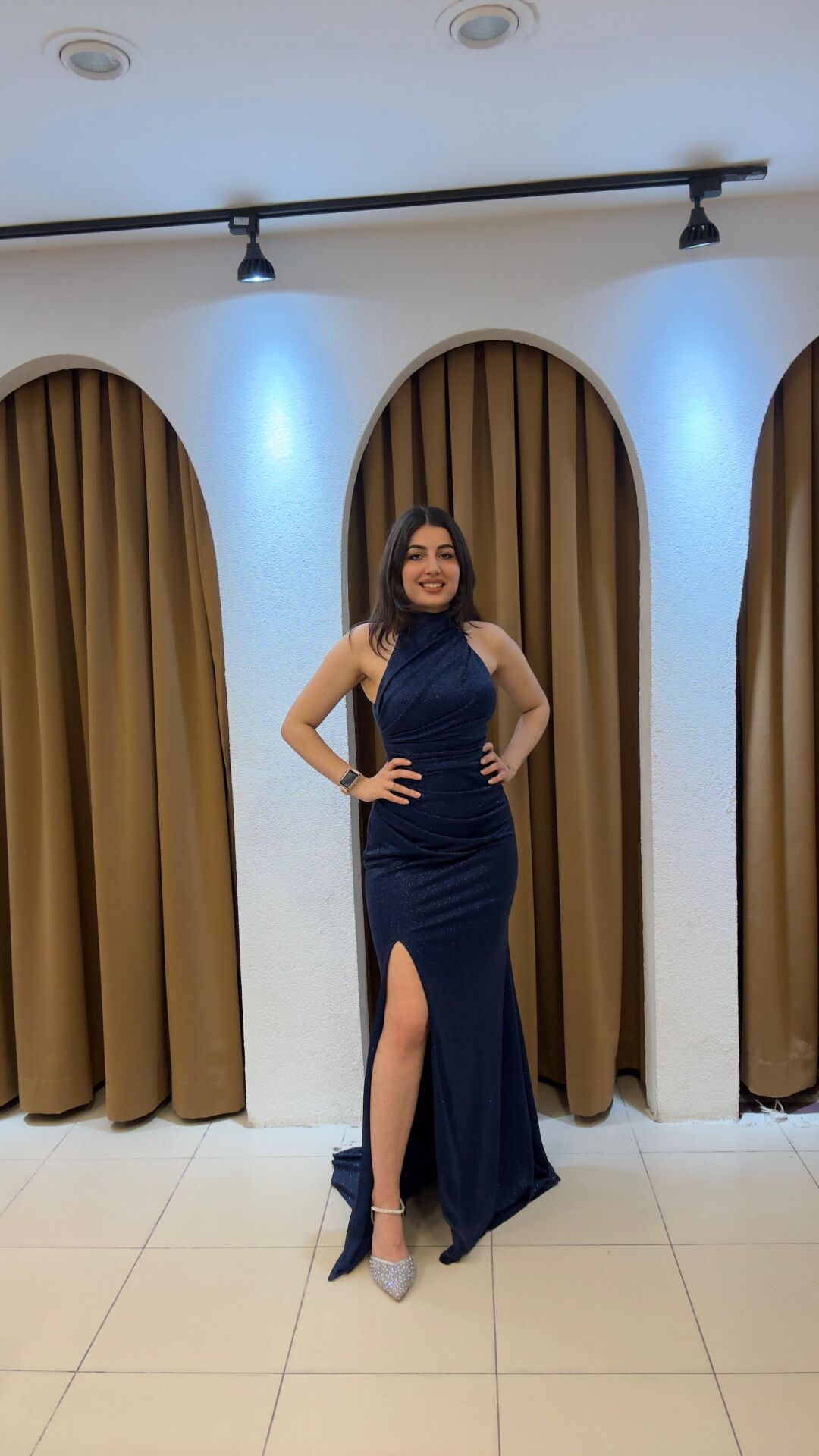 LACİVERT HALTER YAKA ABiYE