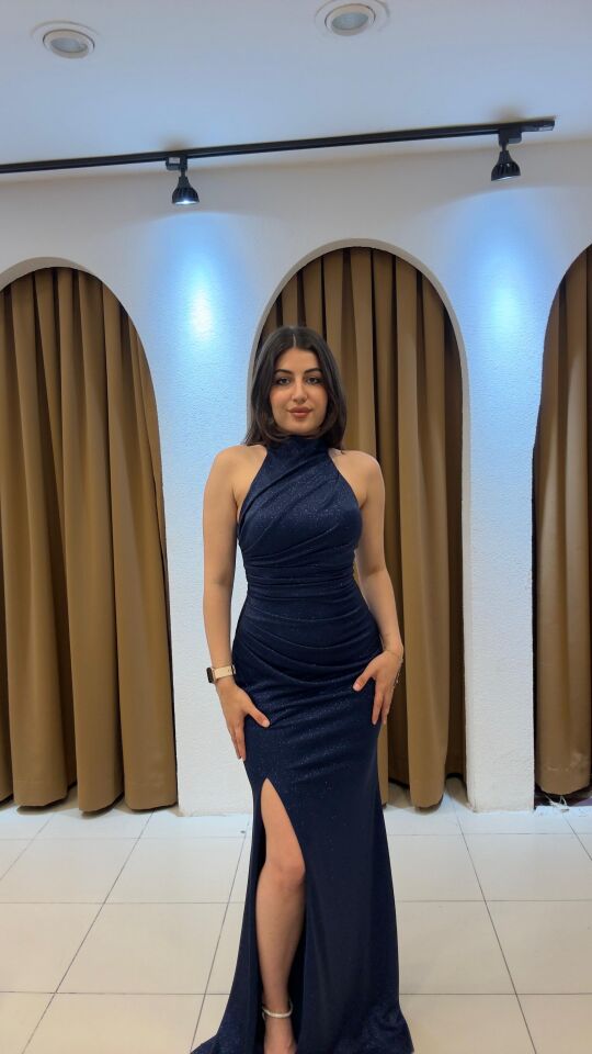 LACİVERT HALTER YAKA ABiYE
