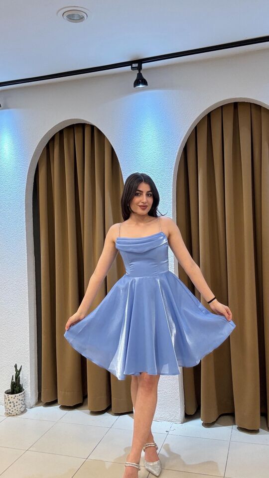 MAVİ KISA ELBİSE