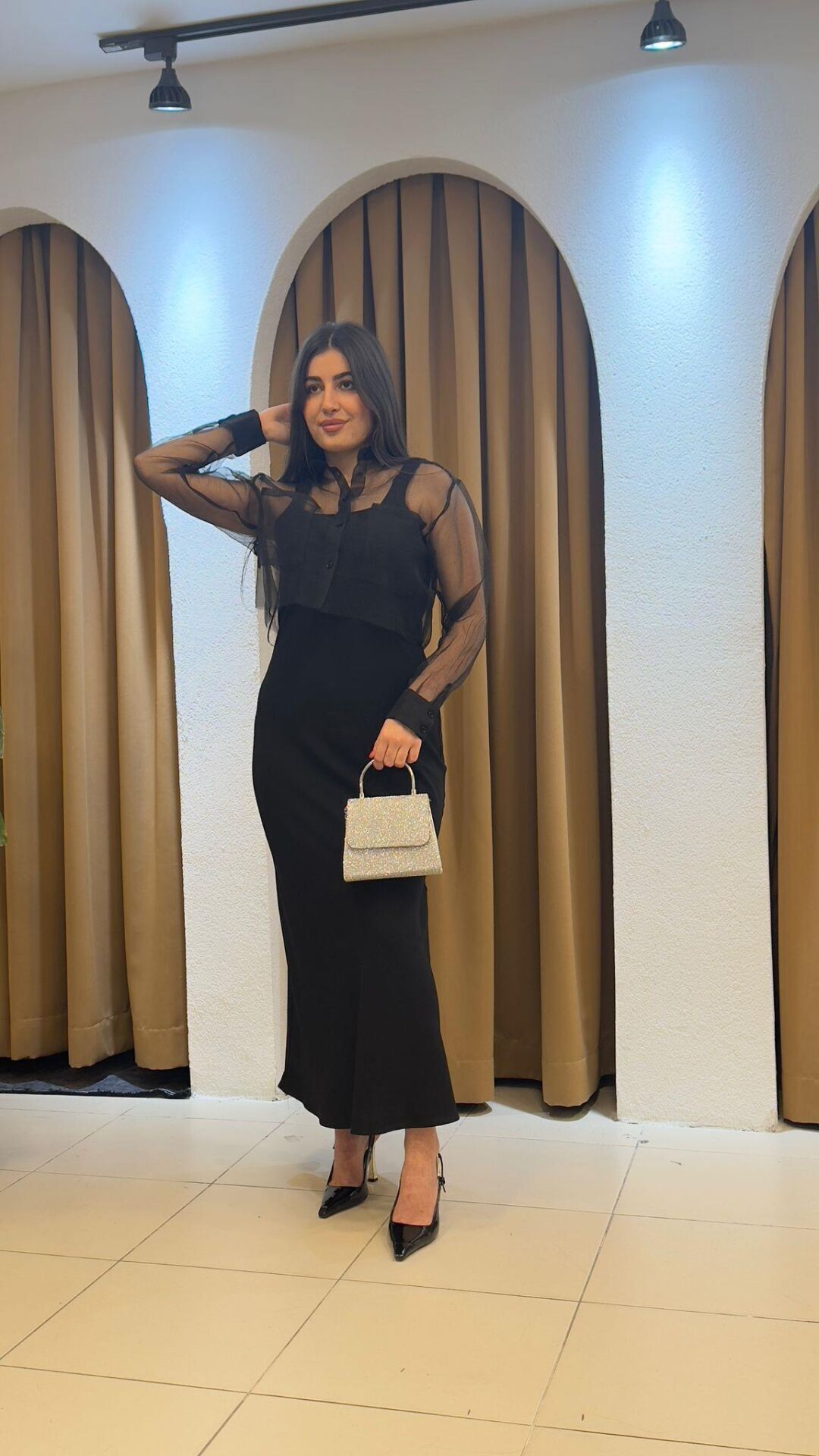 SİYAH ASKILI GÖMLEK ELBİSE