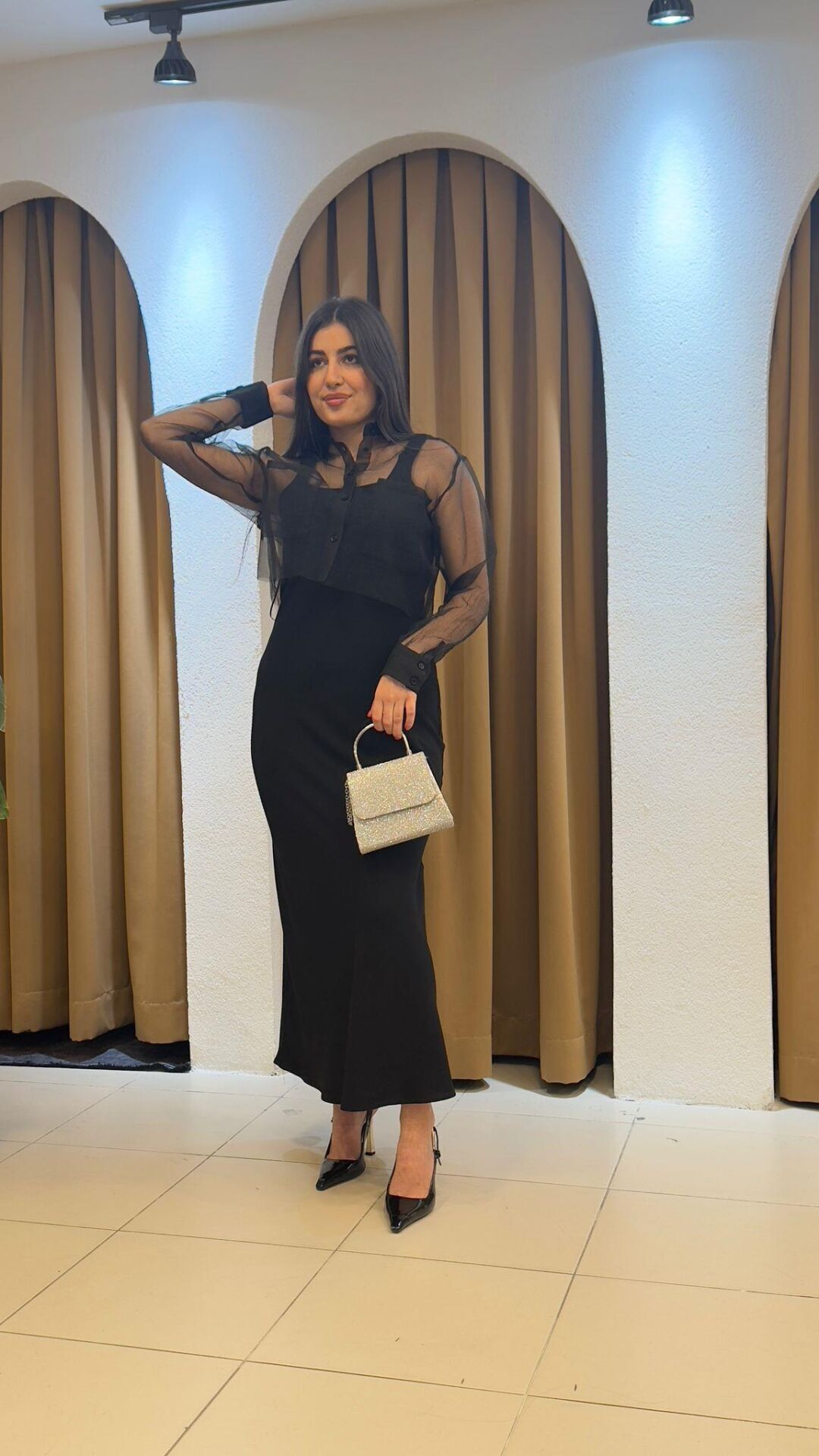 SİYAH ASKILI GÖMLEK ELBİSE