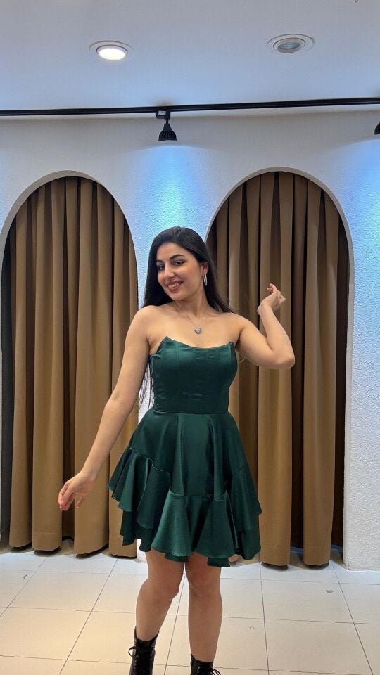 ZÜMRÜT YEŞİLİ MİNİ ELBİSE ZÜMRÜT YEŞİLİ - 36