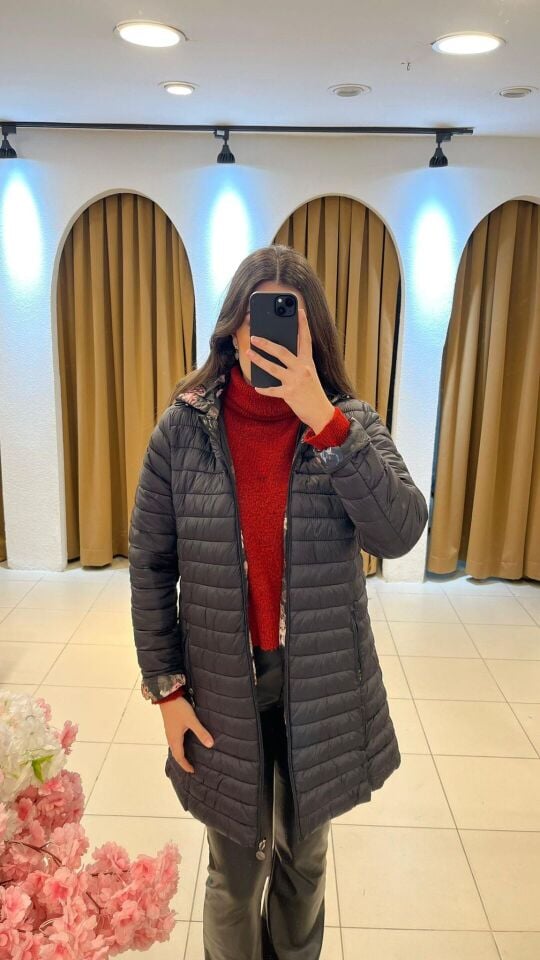 SİYAH ÇİFT TARAFLI KAZ TÜYÜ MONT