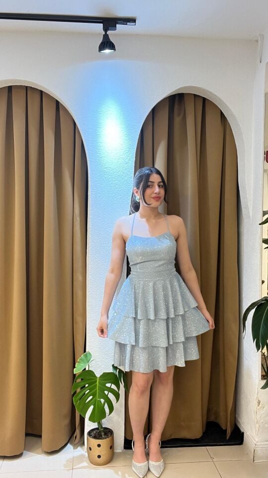 BULUT MAVİSİ MİNİ ELBİSE