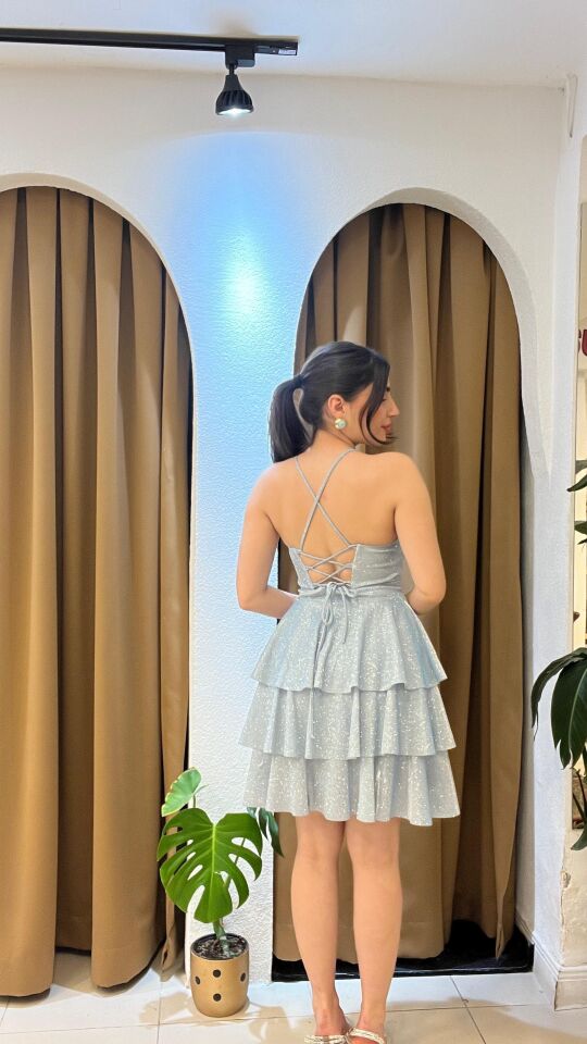 BULUT MAVİSİ MİNİ ELBİSE