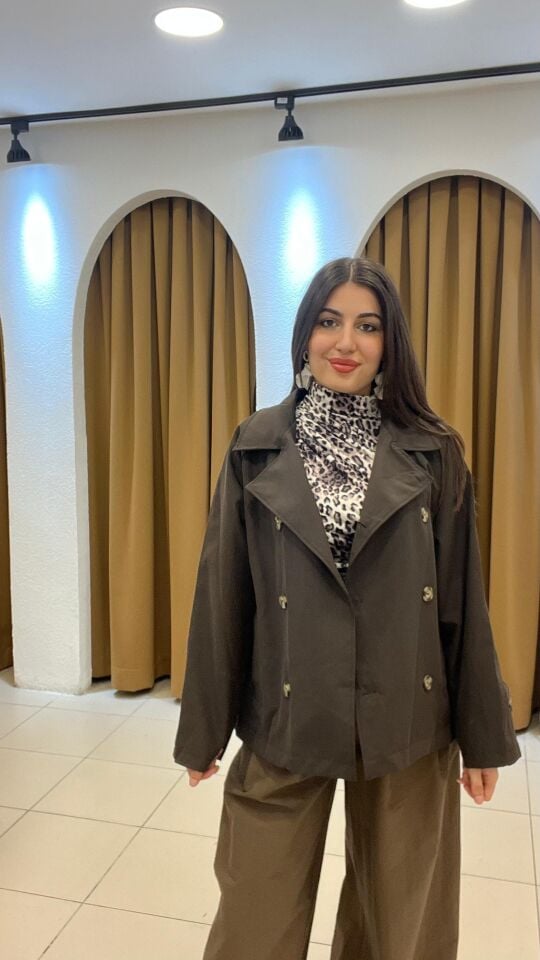 KAHVERENGİ KISA TRENÇ