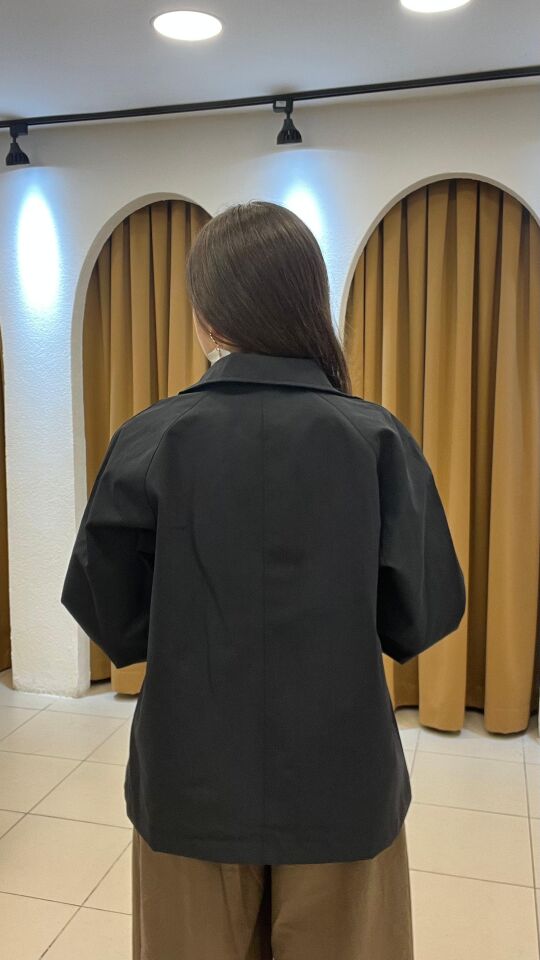 LACİVERT KISA TRENÇ