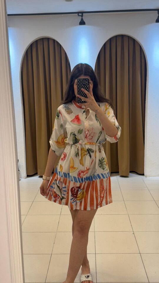 DESENLİ İPEK ELBİSE