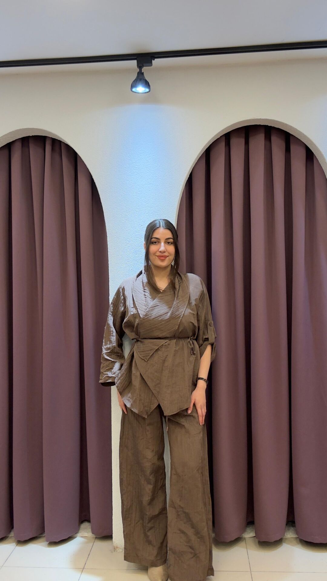 KAHVERENGİ PREMİUM BELDEN BAĞLAMALI PARAŞÜT KUMAŞ TAKIM 48