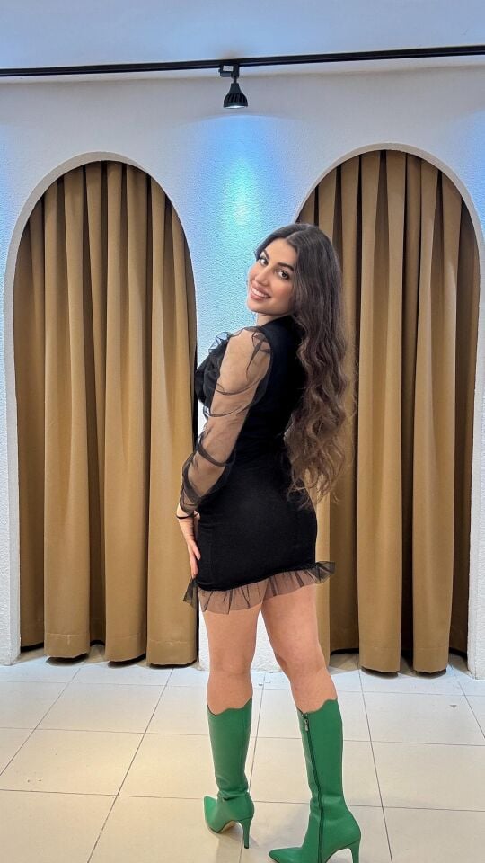 SİYAH KRUVAZE YAKA  MİNİ ELBİSE S