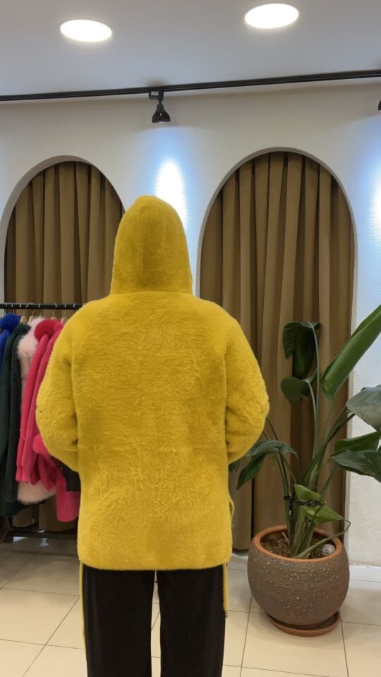 SARI ANGORA ÖNDEN FERMUARLI KÜRK