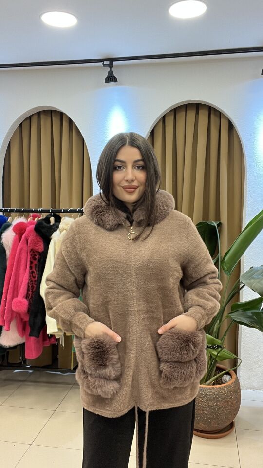 VİZON ÖNDEN FERMUARLI ANGORA KÜRK