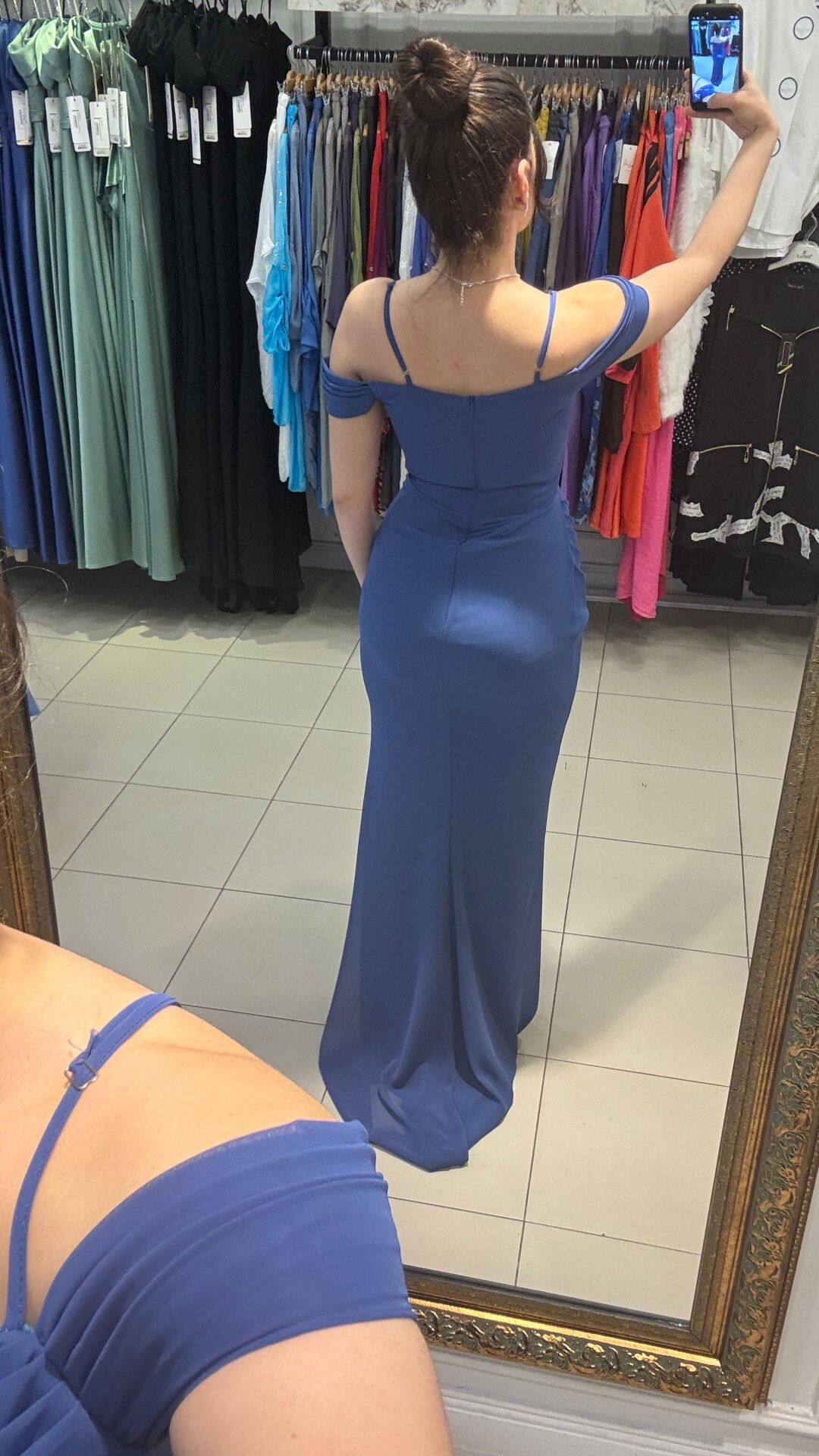 KOYU MAVİ PAYETLİ ABİYE