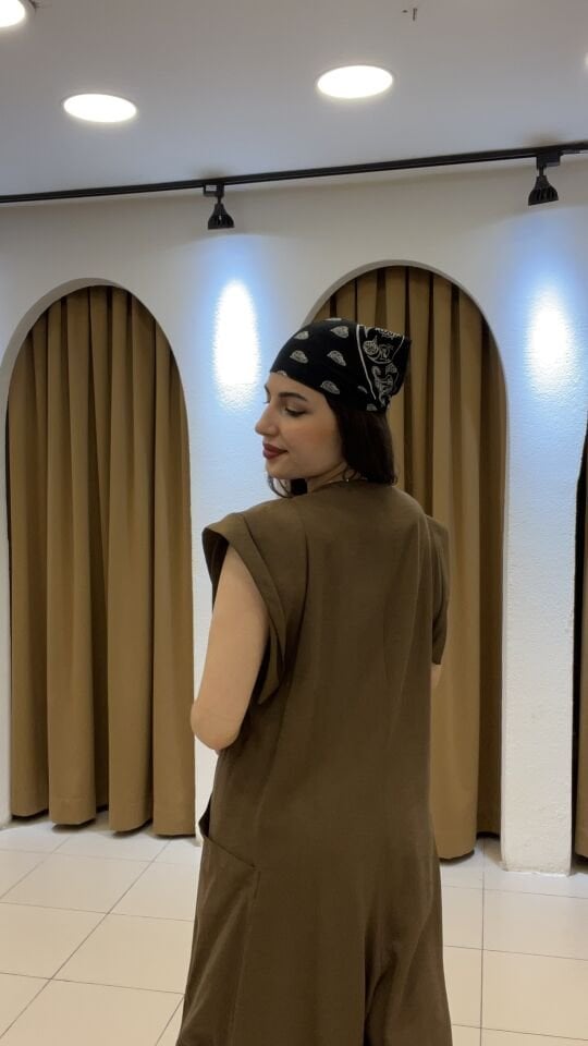 KAHVERENGİ TASARIM ÖNDEN FERMUARLI CEPLİ TULUM